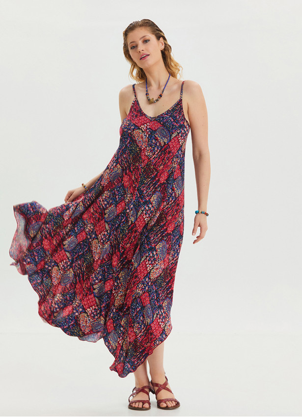 Adjustable Straps Asymmetric Cut Women's Long Dress 4658
